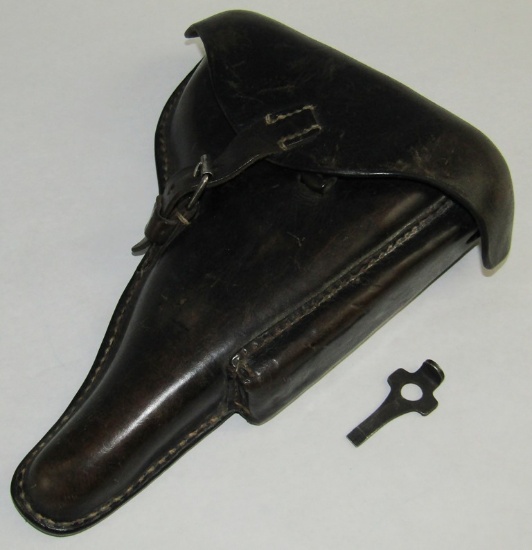 1942 Dated Black Finish Leather P08 Luger Holster With Take Down Tool-"cea" Maker