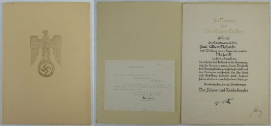 WW2 Luftwaffe Officer Promotion Document With Original Goring Signature