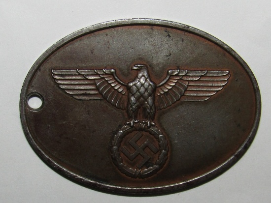 Rare Original Nazi "GEMEINDE-KRIMINALPOLIZEI" Numbered Identity Disc With Don Bible COA