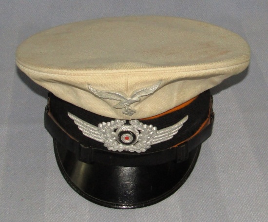 Luftwaffe Summer/Dress White Top Visor Cap For Enlisted Paratroops/Flight Personnel