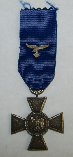 Scarce 25 year Nazi Military Service Medal With Luftwaffe Ribbon Device