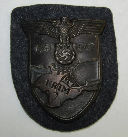 Luftwaffe Issue KRIM Campaign Shield-Luftwaffe Blue Wool Backing