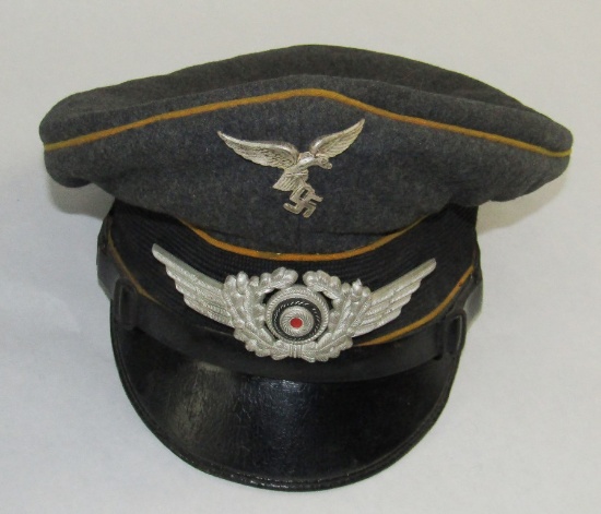 1937 Dated Luftwaffe EM Visor Cap For Paratroops/Flight-"Robert Lubstein/EREL" Maker