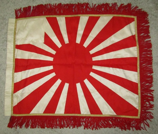 Rare Double Sided WW2 Period Japanese Navy Rising Sun  Banner/Ensign W/Fringe