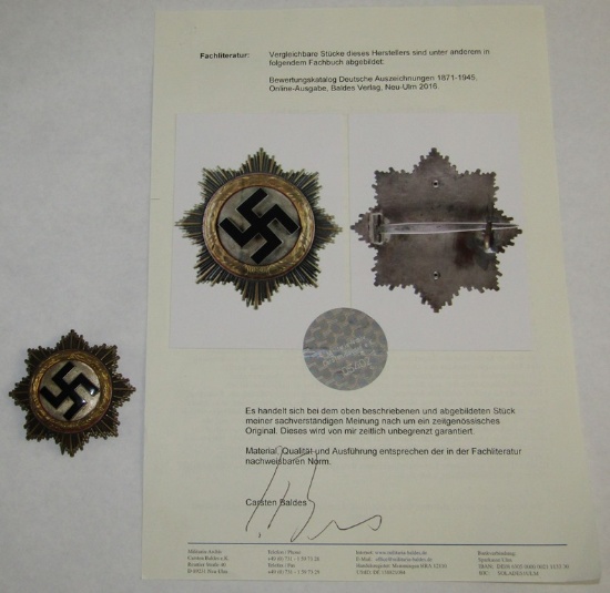 WW2 German Cross In Gold By Zimmermann-Heavy Version With Carsten Baldes COA