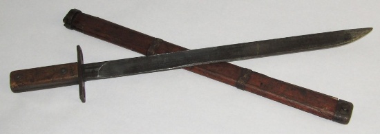 Rare late War "Last Ditch" Japanese Pole Bayonet/Short Sword With Wood Scabbard