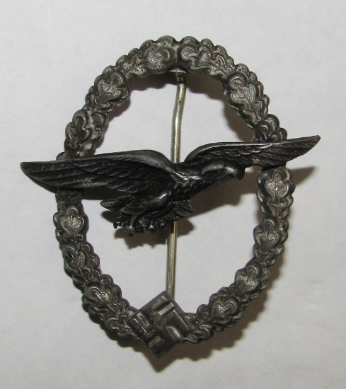Scarce Late War Luftwaffe Glider Pilot Badge-Eagle Device Directly Soldered To Wreath