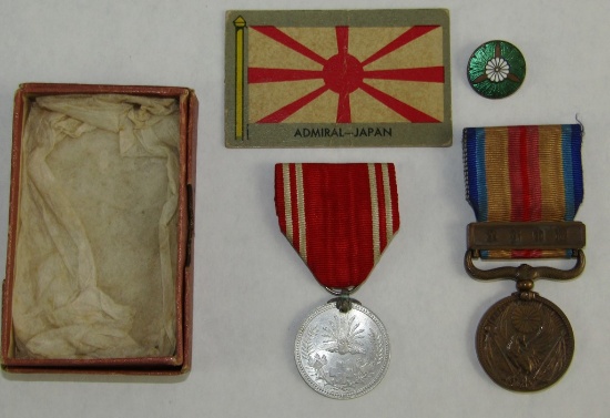 4pcs-WW2 Japanese Red Cross Member Medal W/Box-China Incident Medal-Numbered Enamel Pin