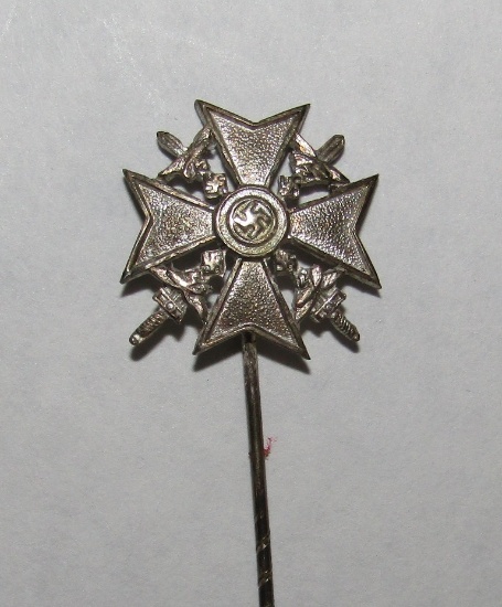 Scarce larger Size Spanish Cross In Silver W/Swords Stickpin