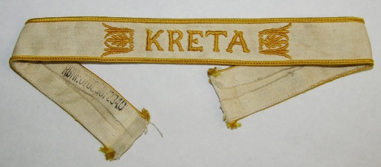 Original WW2 "KRETA" Cuff Title With RB Nr Stamping-Textbook Period Example