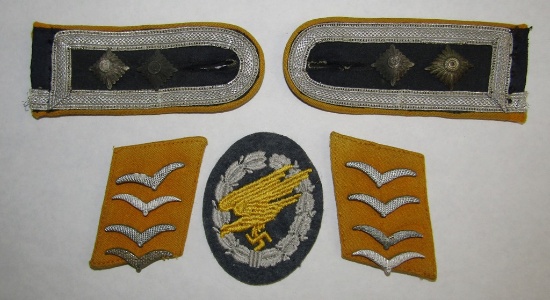 5pcs-Luftwaffe Oberfeldwebel Collar Tabs/Shoulder Boards/Cloth Paratrooper Badge