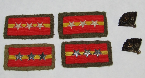 6pcs-2 pair Of Matching Japanese Sgt-Major Rank Collar Tabs-Japanese Motif Earrings