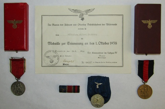 Medal Grouping To Luftwaffe Soldier-Czech/Austrian Annex Medals-Award Document Etc.