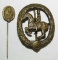 2pcs-Scarce German Equestrian Riders Badge In Bronze W/Stickpin-