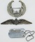 Rare WWII Period CPT (Civilian Pilot Training) Cap  Badge/Instructor Pilot Wing/Named Dog Tag