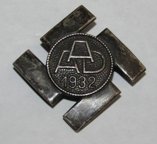 Rare 1932 Anhalt Labor Service Commemorative Badge In Silver
