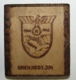 170th Wehrmacht Inf. Div./Gren. Regt. 391 Soldier's  Krim Shield Trench Art Wood Cigarette Case