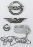 WW2 Period CAA War Training Service Cap Badge/Pilot Wings/Collar Device-Named Dog Tag