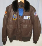 Vietnam War Period Type G-1 Leather Flight Jacket With Rare Squadron Patches-Pilot Name Patch