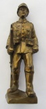 WW2 Period Desk Top Size Wehrmacht Soldier White metal Sculpture W/Golden Bronze Finish