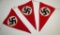 3pcs-WW2 German Rally/Parade Pennants Still Attached To Small Rope