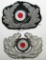 2pcs-Third Reich Period Wehrmacht Officer/NCO Visor Cap Bullion And Aluminum Wreath Devices