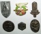 6pcs-WW2 German Rally Badges-All In Excellent Condition With Correct Reverse Pin Assemblies