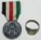 2pcs-Italian/German African Campaign Medal With Trench Art Soldier's Africa Motif Ring