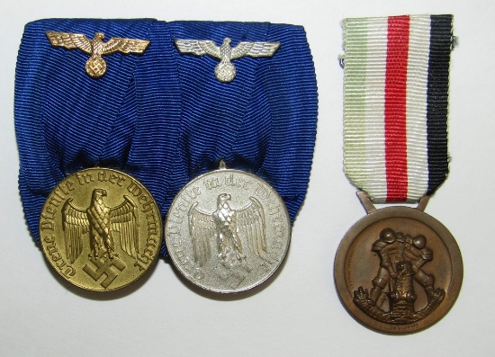 4 And 12 Year Wehrmacht Parade Mount Medal bar With Ribbon Devices-Afrika Campaign Medal
