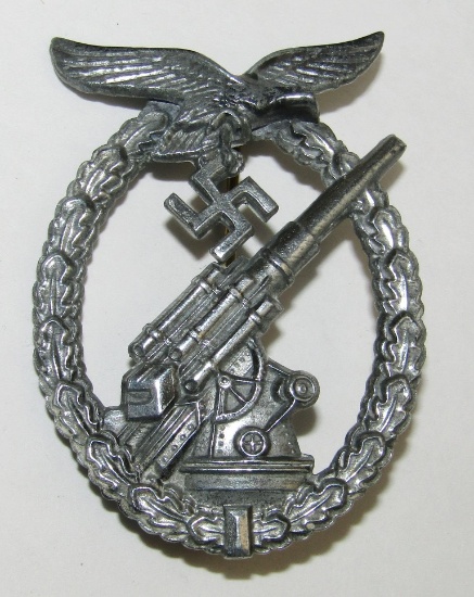 Late War Luftwaffe Flak Badge-Gustav Brehmer-Rare "Chrome" Plate Finish