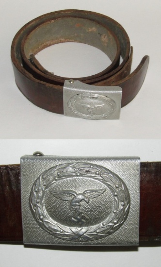 Pre/Early WW2 Luftwaffe Brown Leather Combat Belt With Droop Tail Eagle Buckle