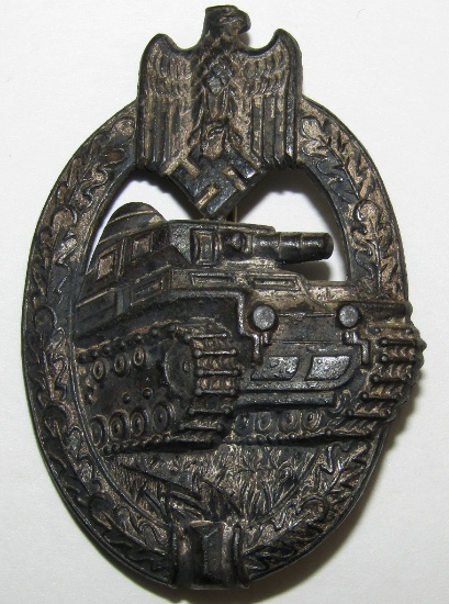 Panzer Assault Badge In Silver-Maker Marked "A.S."