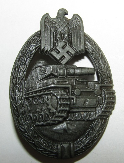 Panzer Assault Badge In Bronze-Maker Marked "FRANK & REIF STUTTGART"