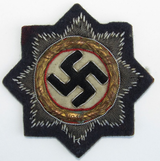 German Cross In Gold-Cloth Version With Luftwaffe Issue Gray Wool Backing-With COA