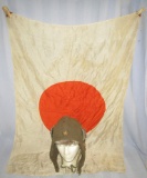 2pcs-WWII Japanese Army Soldier's Cold Weather Cap/Silk Hinomaru Yosegaki 