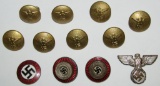12pcs-NSDAP Political Leader Uniform Buttons/Cap Eagle/Visor Cap Cockades/Party Pin