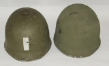 2pcs-WW2 Period  Fixed And Swivel Bale M1 Helmet Shells-Both Are Front Seam