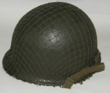 Ca. 1944 Swivel Bale/Rear Seam M1 Helmet  By Schlueter-Lot 473A W/OD7 Chin Straps/Net