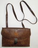 Post WW1/Early WW2  Leather Dispatch Bag With Crossed Rifle Insignia-Shoulder Strap