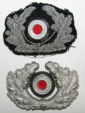 2pcs-Third Reich Period Wehrmacht Officer/NCO Visor Cap Bullion And Aluminum Wreath Devices