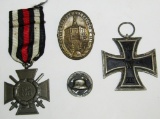 4pcs-WW1 Honor Cross/Iron Cross 2nd Class/Stalhelm Rally Badge And Member Pin