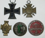 5pcs-WW1 Iron Cross 2nd Class-Honor Cross W/Lightly Scratched Name-Rally Badges