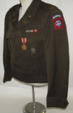 WW2 Period 82nd Airborne Officer's Ike Style Tunic-2nd Lt.-3 Battle Stars On ETO Ribbon