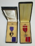 2pcs-WW2 Period Purple Heart & Bronze Star Medals With Cases-Not Named