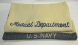 WW2 Era U.S. Navy Medical Department Wool Blanket