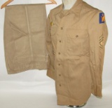 2pcs-WW2 Period 2nd Army Air Force Khaki Shirt/Pants (34 X 31)-Sgt. 1st Class Rank