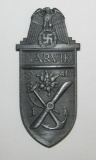 NARVIK Campaign Shield In Fein Zinc-4 Prong Reverse Without Wool Backing
