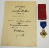 40 Year Faithful Service Medal In Gold With Issue Case And Scarce Named Award Document
