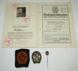 DRL Badge In Bronze W/Stickpin/Cloth Embroidered Version-Award Booklet To Luftwaffe Soldier