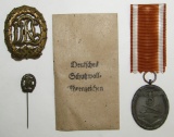 3pcs-West Wall Medal W/Issue Packet-Bronze DRL Badge W/Stickpin